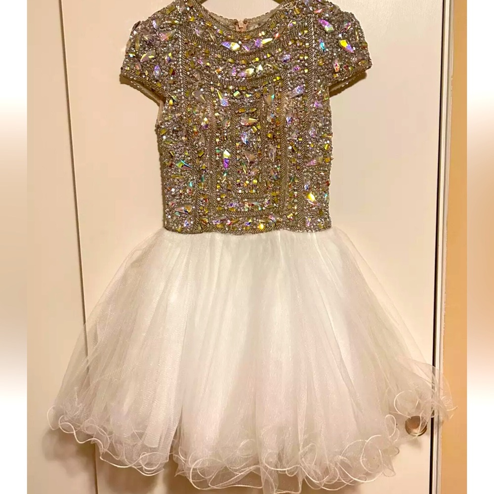 TERANI COUTURE SHORT BEADED JEWELS EMBELLISHED COCKTAIL DRESS Formal WeddingProm - Picture 2 of 16